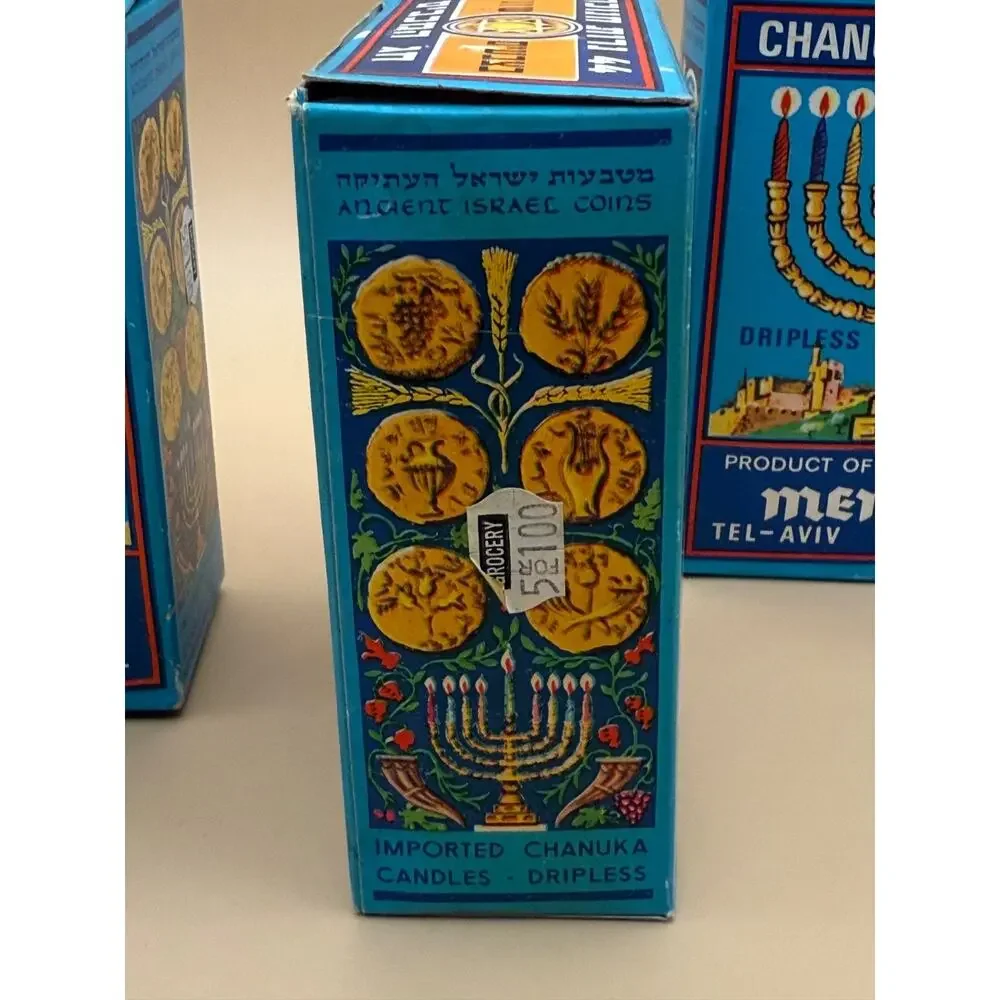 🕎 Vintage Menora Tel-Aviv Israel Chanuka Candles Lot of 4 Dripless
